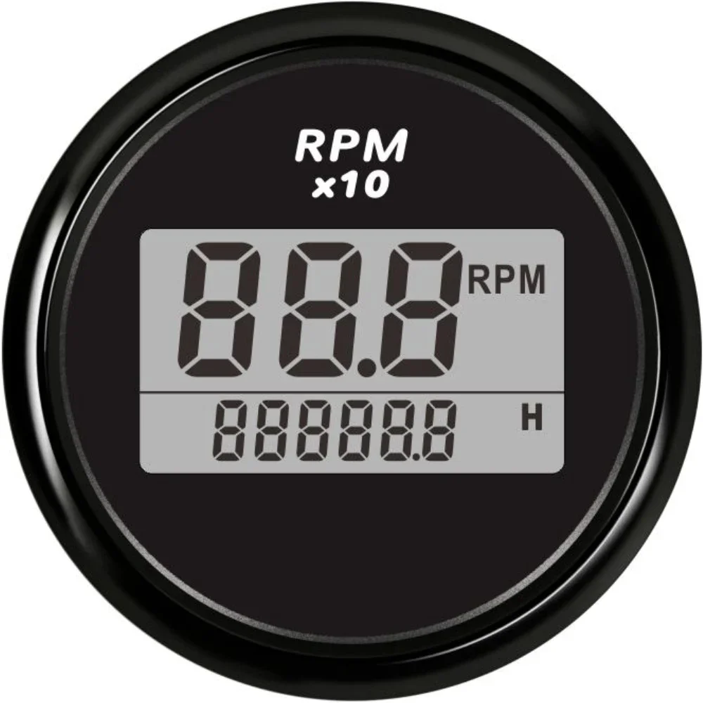 Universal Digital 52mm Tachometer RPM Rev Counter 0-9990RPM with Hour Meter and Red Backlight for Car Boat Truck 9-32V