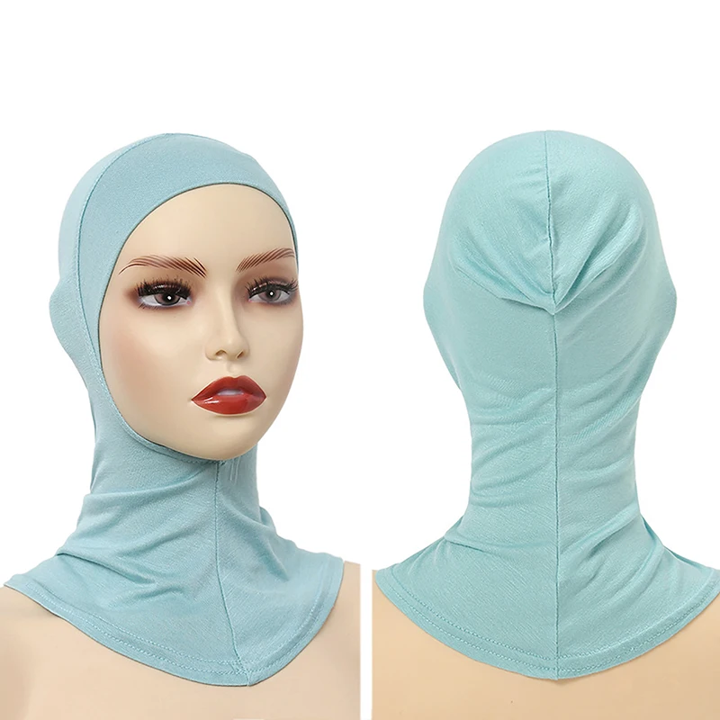 Sous-écharpe musulmane monochromatique pour femme, hijab modal, casquette réglable, turban extensible, couverture complète du cou, châle musulman