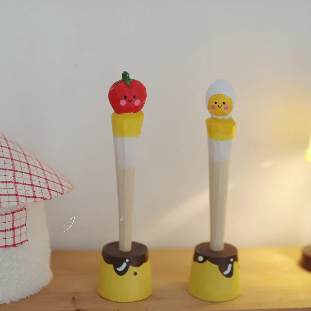 

Креативная ручная работа: деревянная ручка с резьбой, чернильная ручка с нейтральными чернилами, декоративный предмет, милый дизайн с яйцом, подарок на Новый год, канцелярские принадлежности.