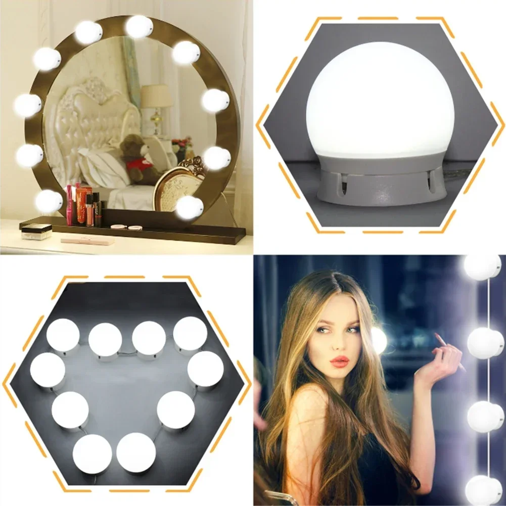 Lumière LED USB pour miroir de maquillage professionnel, ampoules amovibles, miroir cosmétique avec lumière IQUE Table, vanité, 12 poignées