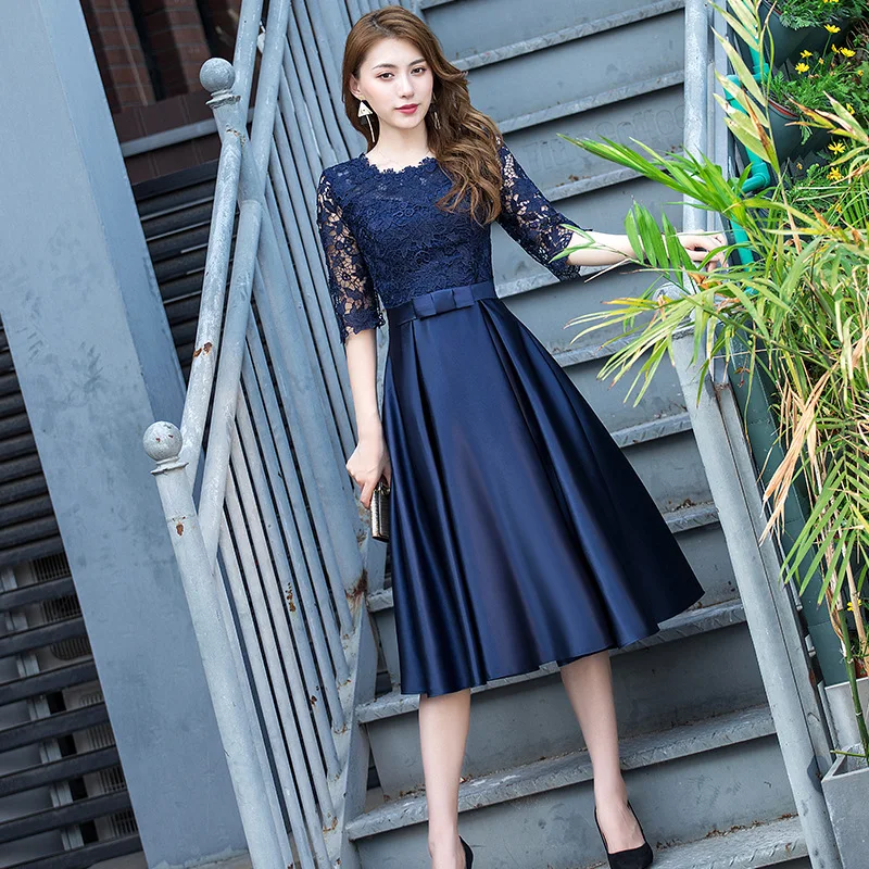 

Ele Mid-Length Evening Gown for Women Slimming Long Sve Host Dr New 2024 Faion Ball Dr A-Line Skirt