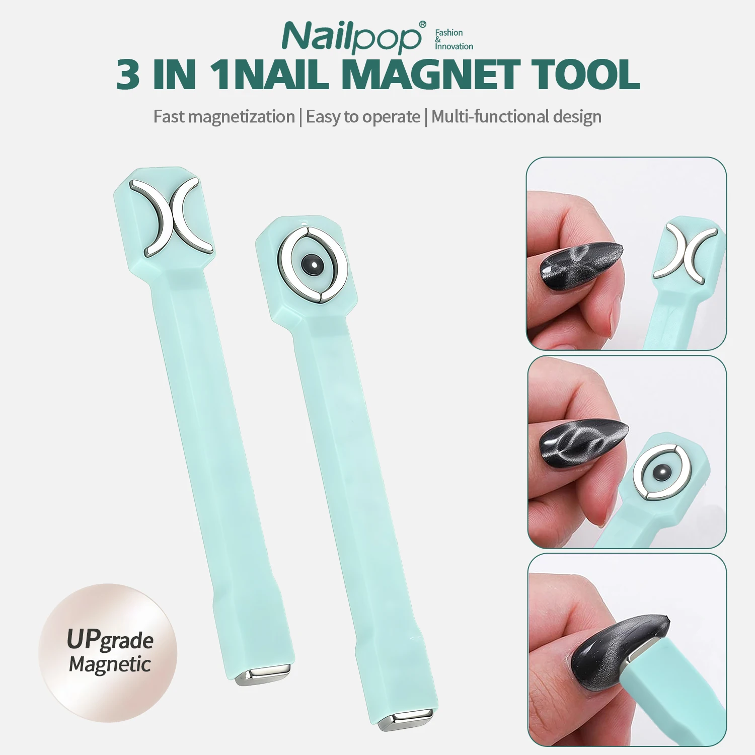 เครื่องมือแม่เหล็กทำเล็บแบบ 3 in 1 สำหรับเจลทาเล็บ สร้างเอฟเฟกต์แม่เหล็กง่ายและรวดเร็ว สร้างเล็บ 4 แบบ ทำเองได้ที่บ้าน ระดับมืออาชีพ 1 ชิ้น