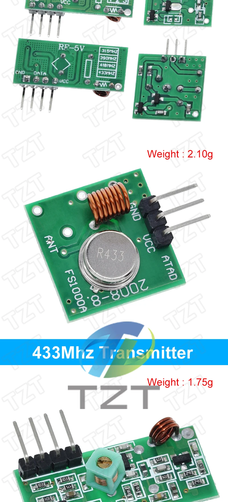 TZT Smart Electronics 433 MHz RF-Sender und Empfänger Modul-Link-Kit für Arduino/ARM/MCU WL DIY 315 MHz/433 MHz Wireless – Detail 6
