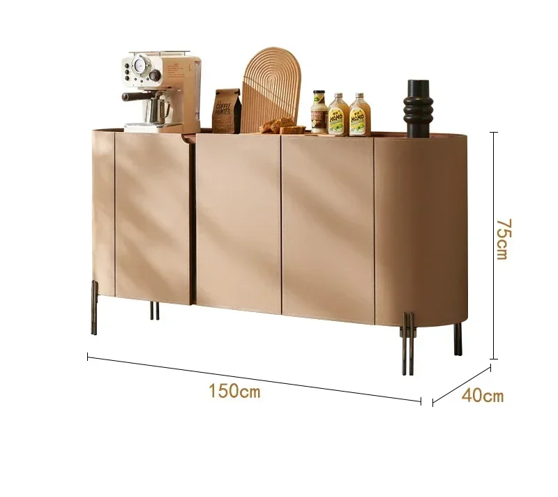 

Italian minimalist light luxury saddle leather porch cabinet small apartment