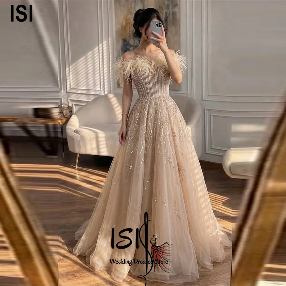ISI Elegante Diamant-Abendkleider A-Linie Glitzer-Pailletten Abendkleider Damenkleid Maßgeschneidertes Abendkleid ﻿