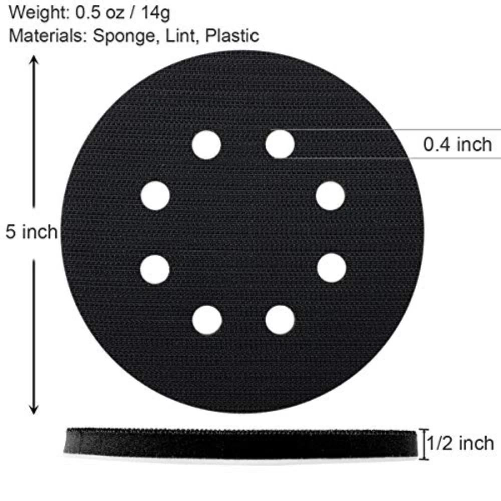 2 Pack  Interface Pad 5 Inch 8 Holes Hook and Loop Soft Sponge Cushion Buffer Pads for Sanding Disc 125mm Orbital Sander Pads