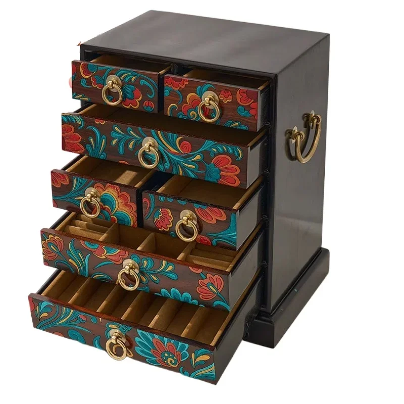 

Big red rosewood solid wood jewelry box multi-layer drawer large capacity high-end storage box three gold jewelry box wedding