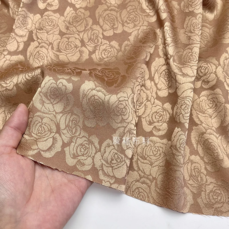 Jacquard Elastic Simulated Silk Satin Fabric for Dress Clothing Designer Handmade Diy Sewing Material Cloth By The Meter