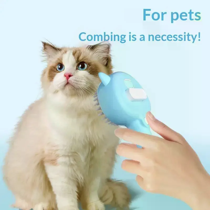 2-in-1 Cat Grooming Comb Pet Grooming Brush - Electric Massage & Spray Comb For Cats/Dogs One-Button Deshedding