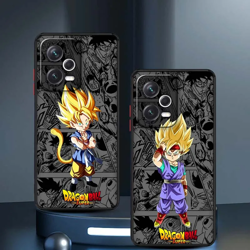 

Cute Anime Son Goku Phone Case For Xiaomi Redmi Note 13R 13 12 12S 11 12T 11S 11E 11T 10 Pro Plus Frosted Translucent
