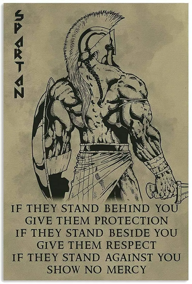 Krouterebs Spartan Warrior If then Behind You letrero de lata de Metal, cartel Retro para pared de cocina, cafetería, Bar, Pub, hombre, cueva, arte Nove
