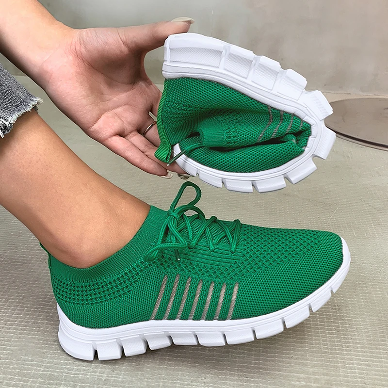 Wycięte paski oddychające płaskie buty damskie lekkie antypoślizgowe miękkie trampki kobieta swobodna koronka bieganie buty