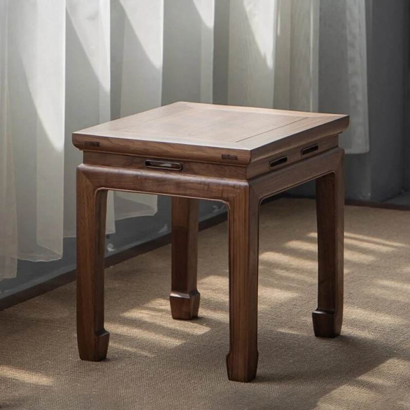 

Walnut small square stool horseshoe tea stool living room shoe change stool low solid wood dining makeup