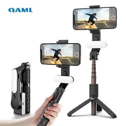QAML A6 2025 1-axis handheld gimbal stabilizer w/ selfie stick/tripod, wireless remote, 400mAh Li-ion battery, USB charging, iOS