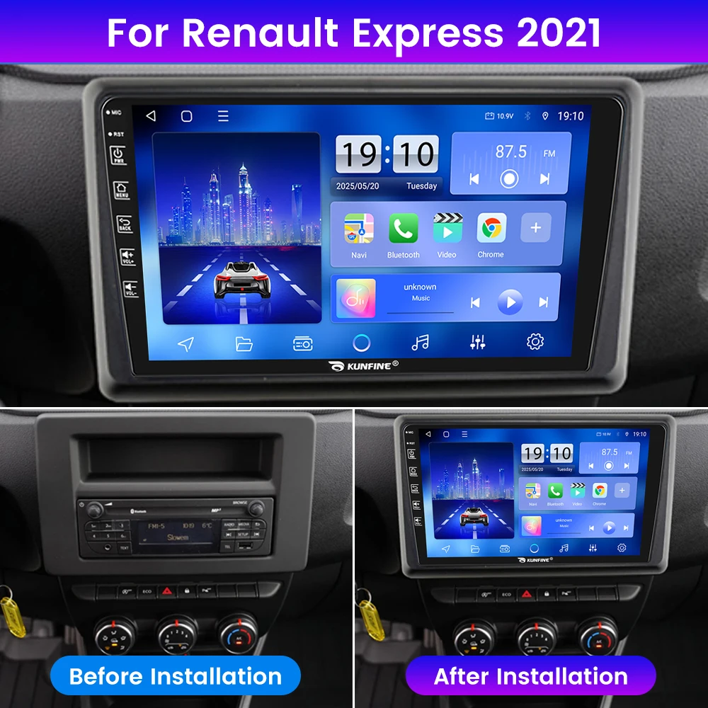 2Din Android Car Radio For Renault Express 2021 Video Player GPS Navigation Stereo Audio Head Unit Carplay 4G Wifi
