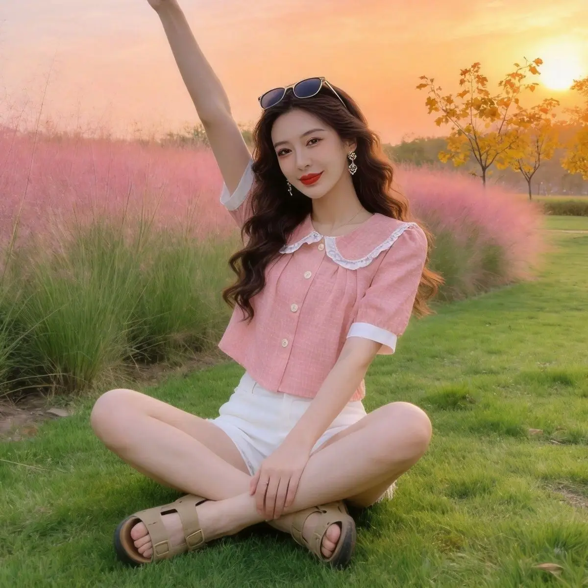 

Summer New Style Short Doll Collar Patchwork Loose Top Slimming Belly Covering Casual Design Unique Shirt Women's Fashion