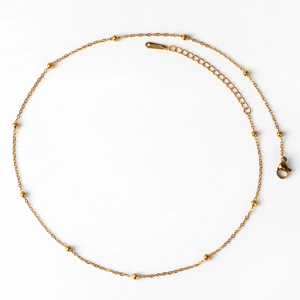 Waterproof Stainless Steel Chains Real Gold Plated Box Chain Rolo Link Cuban Long Necklace Chain for Jewelry Making DIY Wholesal