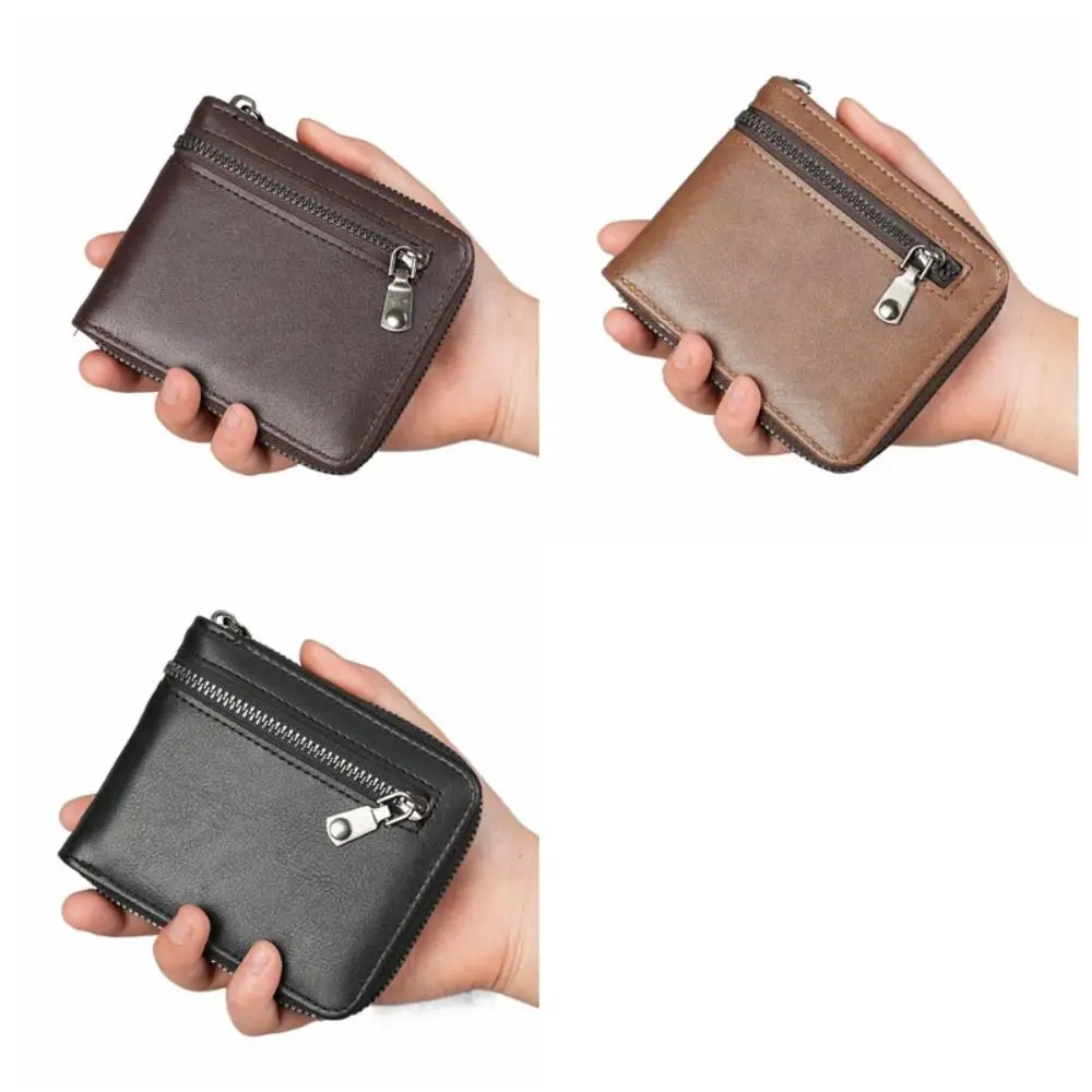 패션 얇은 남성용 짧은 지갑 동전 지갑 신분증 카드 홀더 접이식 지갑 PU 가죽 카드 가방 비즈니스 지갑 남성용