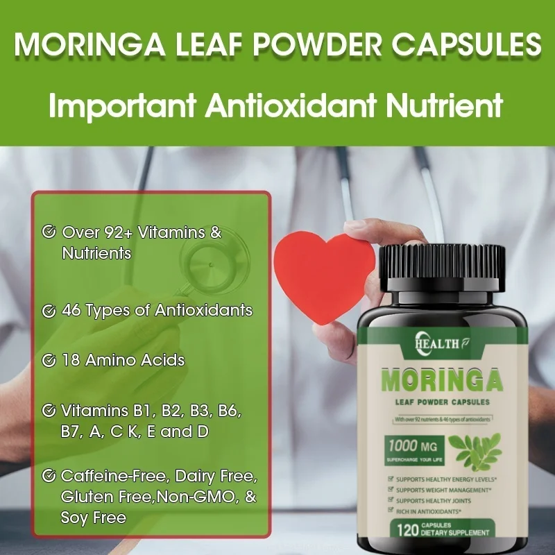 Original and Pure Moringa Leaf Powder Capsules Organic Certification Moringa Leaf Natural Food Contains Essential Amino Acids