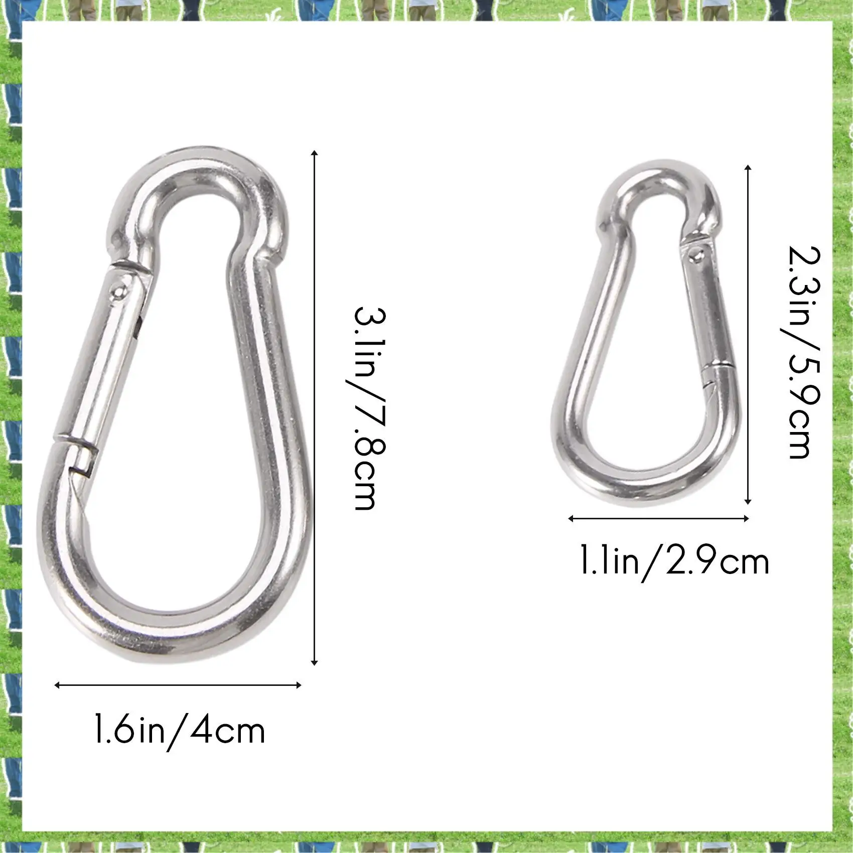 

FTS 6Pcs Stainless Steel Spring Snap Hook Carabiner, Small Carabiner, Stainless Steel Clips For Flags Climbing(M6 And M8)