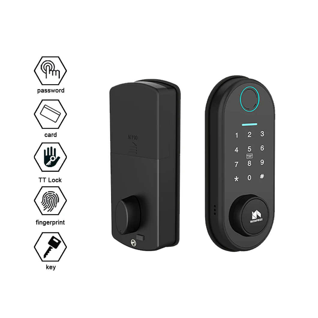 

WINFREE Keyless Entry Deadbolt Smart Lock Fingerprint card Digital Lock TTLock Bluetooth Smart Lock