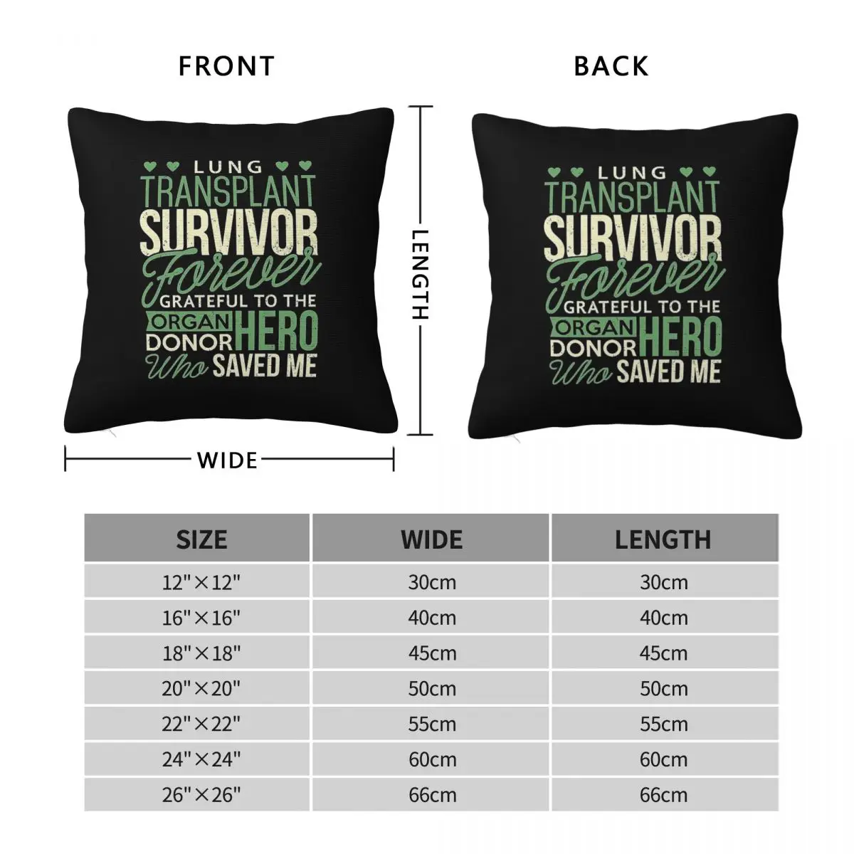 Lung Transplant Survivor Grateful To Donor Square Pillowcase Polyester Linen Velvet Creative Zip Decor Car Cushion Cover