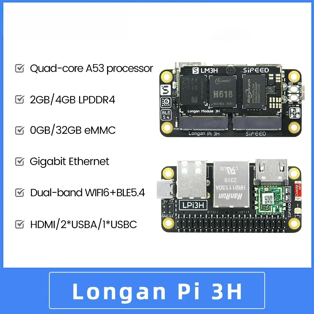 For Sipeed Longan Pi3H Allwinner H618 4K TV Box WIFI6 LPi3H Development Board