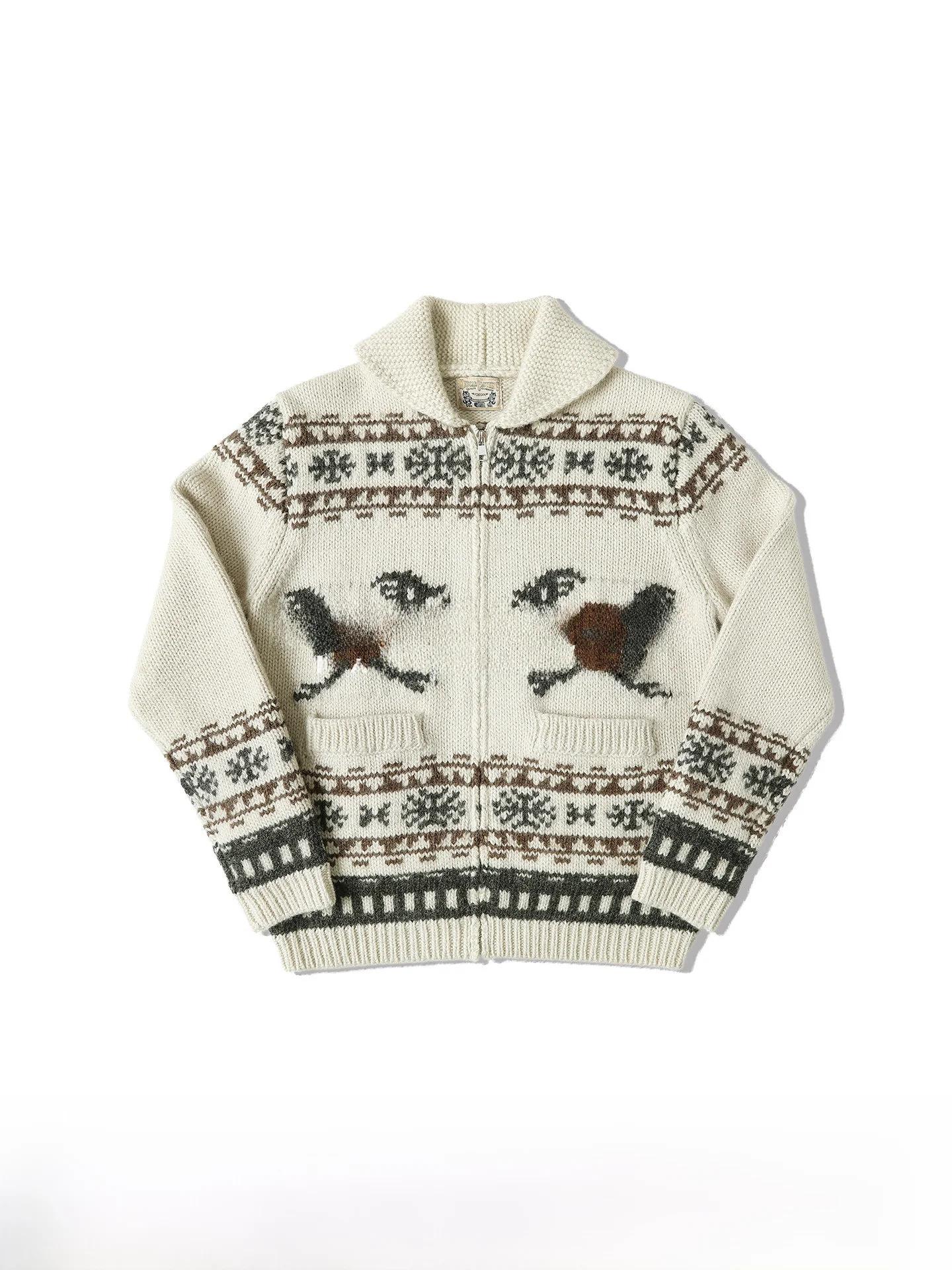 

MBBCAR Western Series Narrow Gauge Wool Sweater Bulky Knit Cowichan Cain Sle Casual Wear V-Ne Long Sve Warmth Assurance