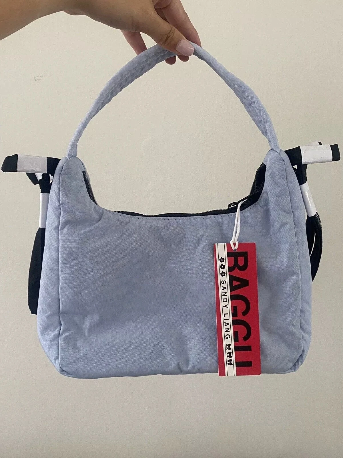 Baggu Bow Handbag Nylon Underarm Pure Color Women's Bag  Knot British Style Casual Hobo Bag with Inner Pocket