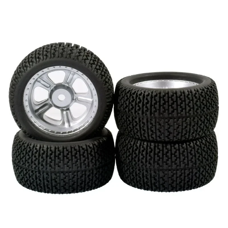 4PCS 80MM Rally Rubber Tires Wheel Rim Set Compatible with 1/10 1/12 1/14 1/16 Off-Road RC Car HSP 94177 HPI WR8 Flux Rally