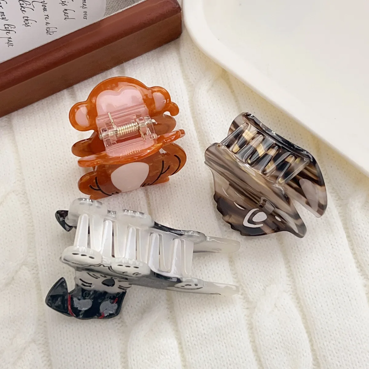 Cute hair claw clip Animal hair claws Puppy hair claws Schnauzer hair claws Monkey hair clip Accessories for women