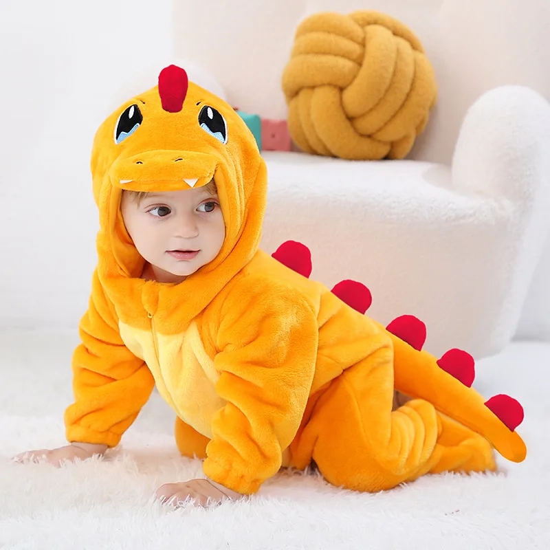 Baby Onesie Romper Toddler Kigurumi Infant Halloween Cosplay Costume Flannel Dinosaur One-piece Pajamas Charmande Jumpsuit