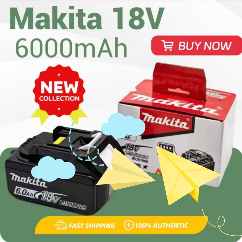 

Makita 18V Battery 6000mAh Authentic Original Power Tool Battery Compatible with BL1815 BL1830 BL1840 BL1850 BL1860