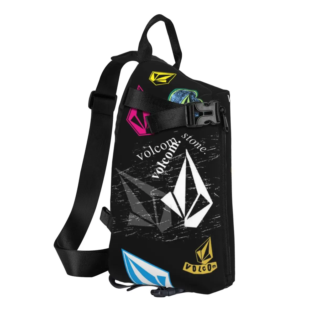 Volcom Logo Chest Bag Men Sling Crossbody Backpack Chest Bag Travel Hiking Daypack Shoulder Bag