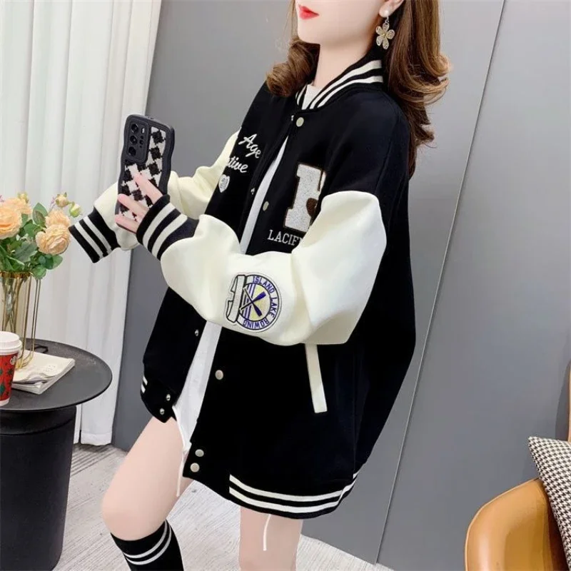 

2025 ранняя весна, модная бейсбольная куртка, пальто для женщин, свободная повседневная верхняя одежда со съемным капюшоном на молнии