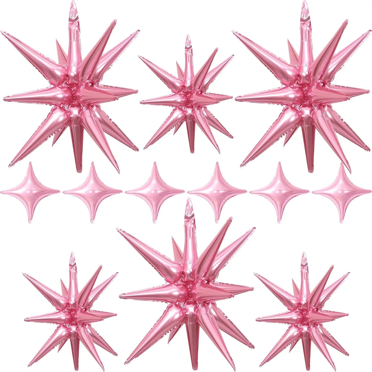 

12pcs Foil Star Balloons 27/22in Spike Mylar Cone Fireworks Shape for Wedding Baby Shower Party Decor
