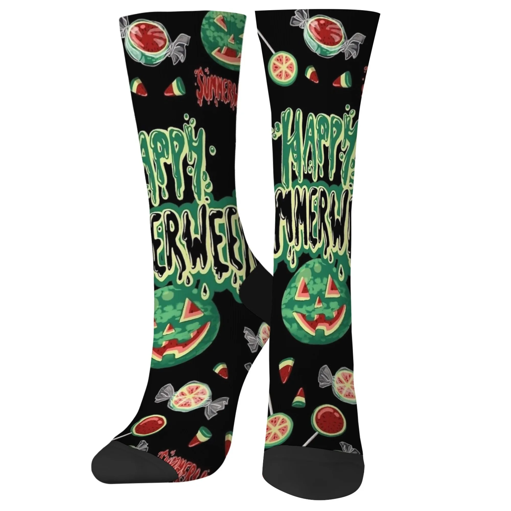 Летние забавные носки с изображением арбуза на Хэллоуин, новинка, уличная мода в стиле Харадзюку, забавные компрессионные носки, подарок унисекс