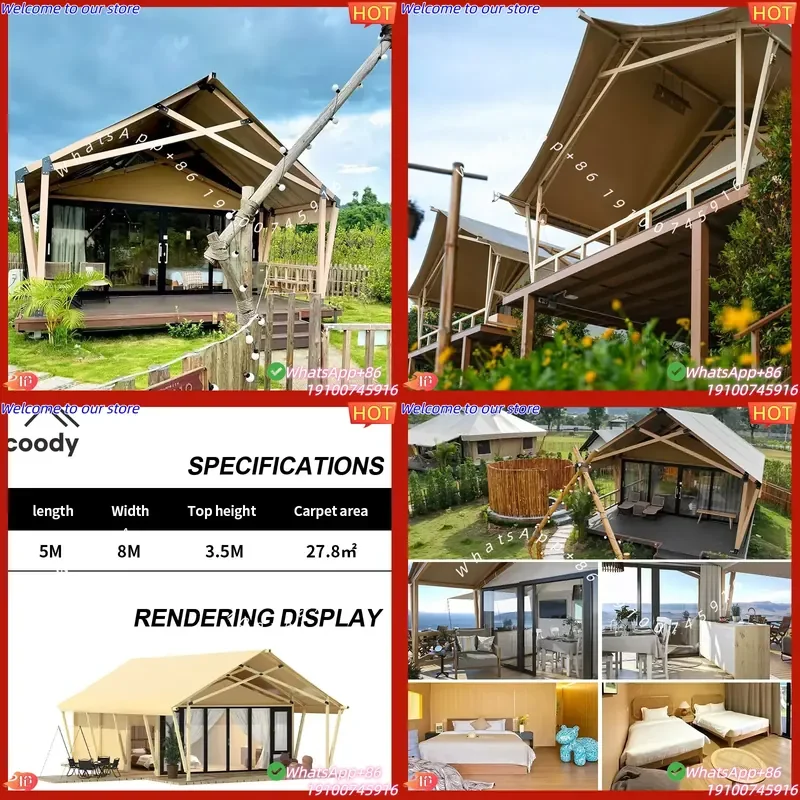 2026 Coody Kuhuan Tent One-Bedroom Safari Tent Waterproof Glamping for Family Holidays Outdoor Hotel Living Space