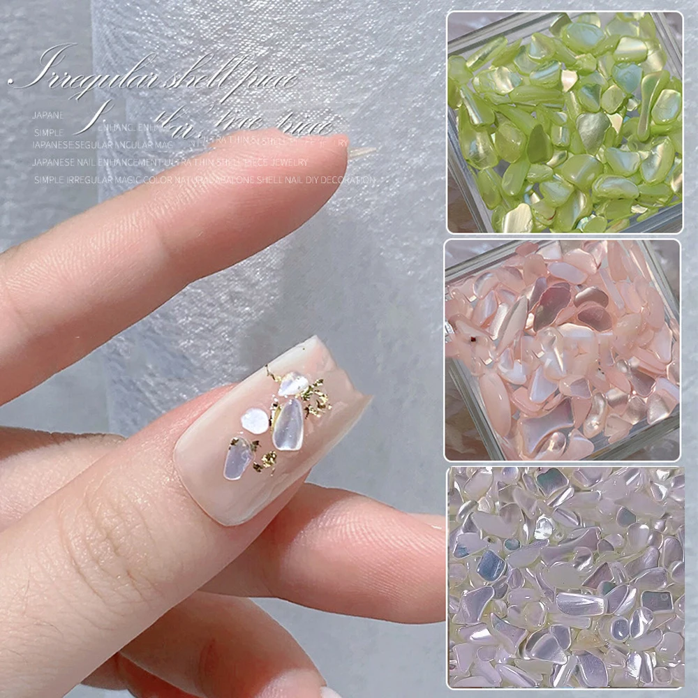 Irregular Colorful Shell Slice Mix Sizes 3D Aurora Abalone Seashell Fragment Sparkling Natural Shell Flakes & Stones Nail Decor*