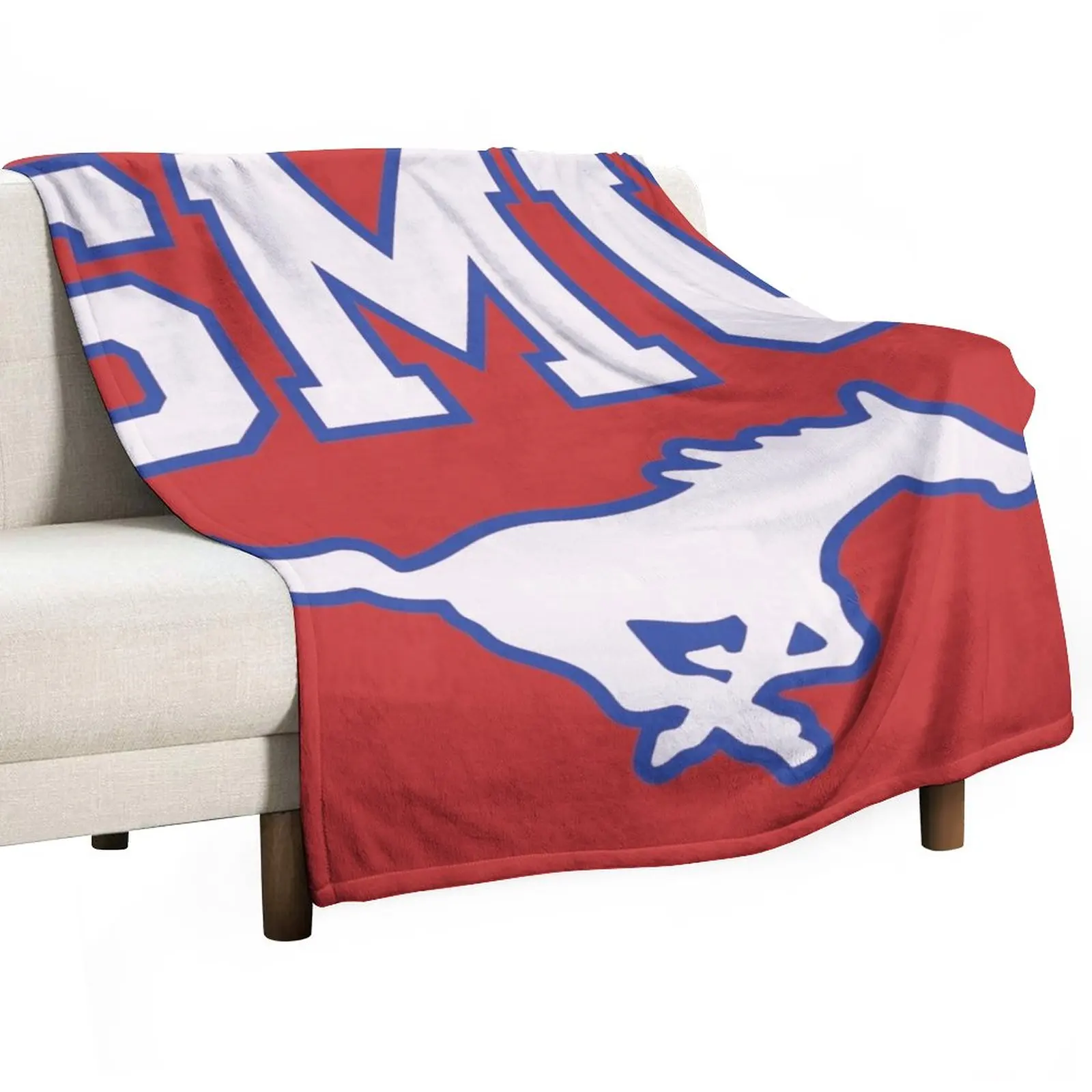 

SMU Blue Logo & White Peruna Throw Blanket Furry Sofas wednesday Tourist Blankets