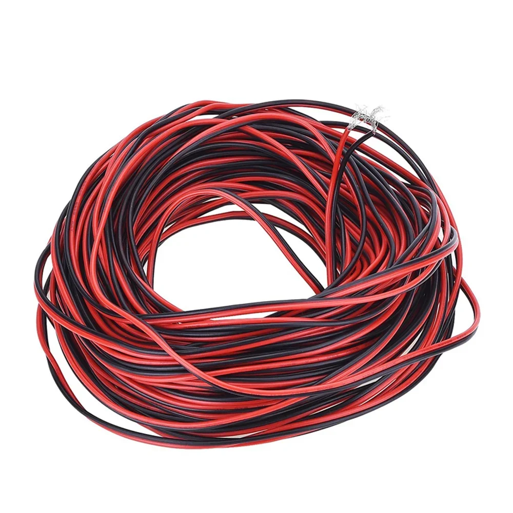 20 meter wire tin plated copper, 2 pin AWG 22, insulated PVC epitaxial strip cable, red black wire, electric extension line.