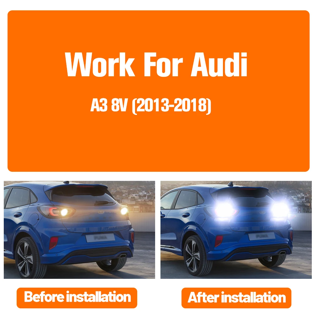 2pcs LED 역방향 라이트 Blub 백업 램프 Canbus 오류 없음 H6W BAX9S 64132 Audi A3 8V 2013 2014 2015 2016 2017 2018