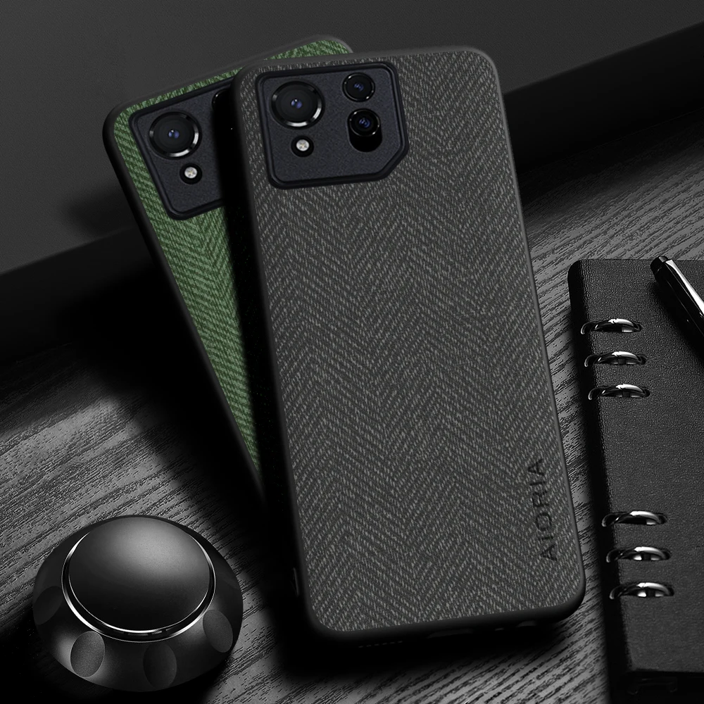 Capa para Asus ROG Phone 8 Design Simples, Leve e Durável Capa de couro com grão de madeira para Asus ROG Phone 8 Pro
