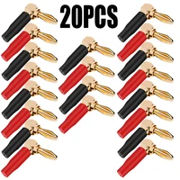 20 piezas conector Banana de ángulo recto en forma de L de 4mm carcasa de plástico suave conector Banana de 90 grados rojo negro para altavoz de Audio y vídeo