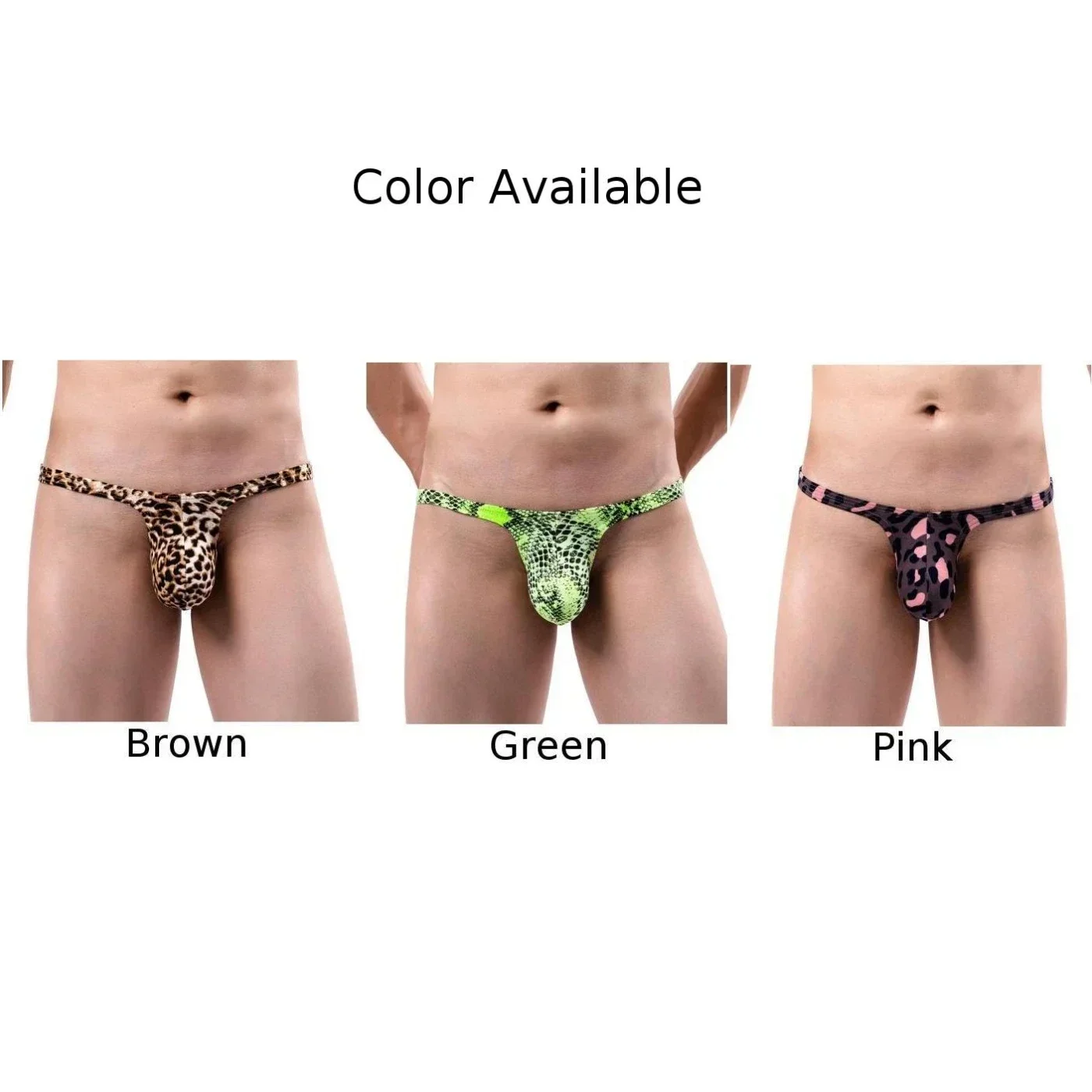 G-String Mens Briefs Underwear Breathable Bulge Pouch Leopard Low Rise Panties Plus Size Sexy Shorts T-Back Thong