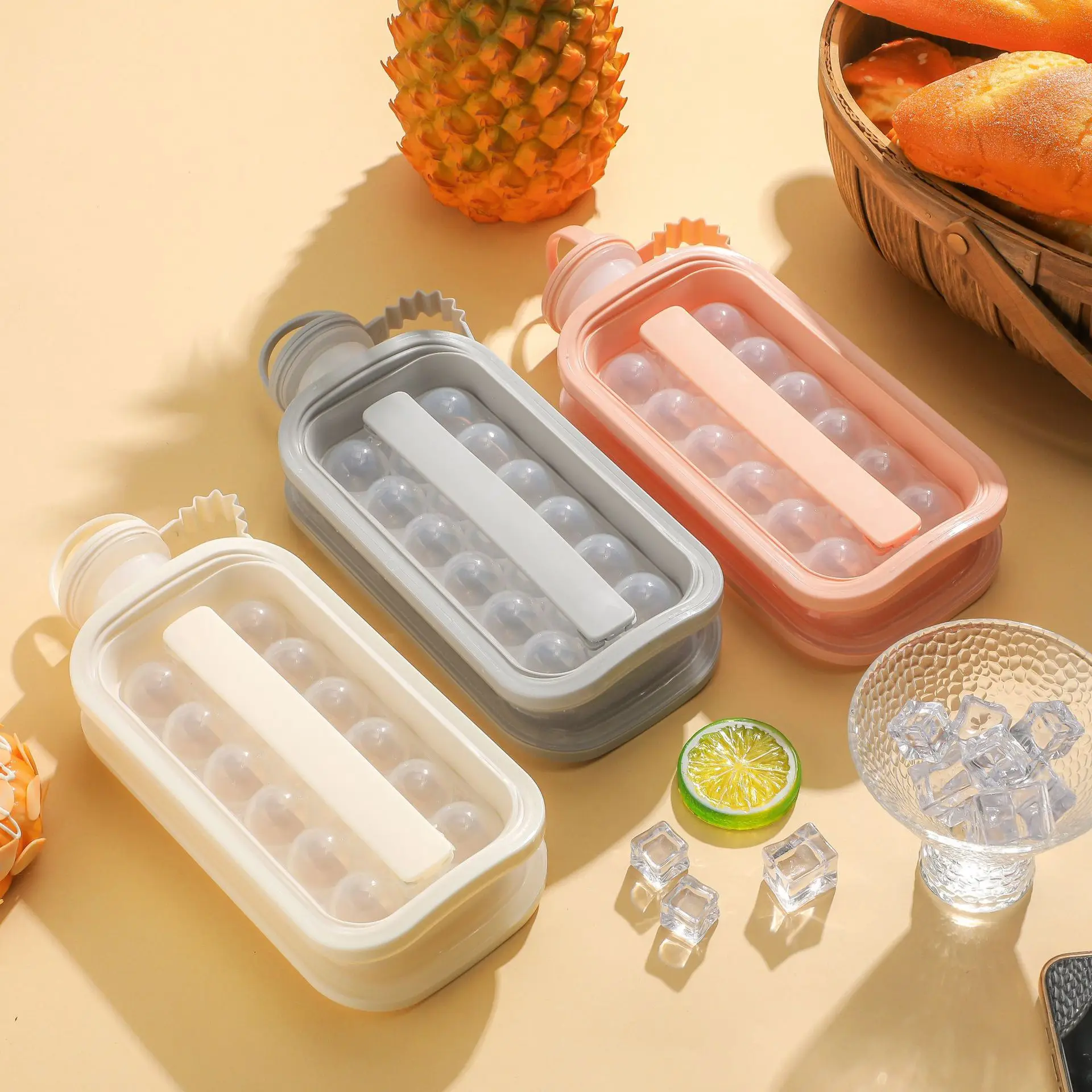 2-in-1 New Ice Hockey Pot Making Silicone Portable Cold Drink Ice Cup Ice Ball Molds Collapsible Ice Maker Home Travel