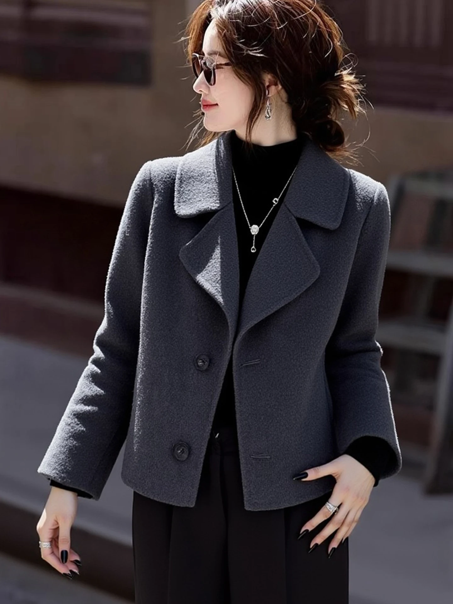 

Утепленный вязаный свитер с длинным рукавом и отложным воротником, простой стильный зимний модный женский топ в европейском стиле