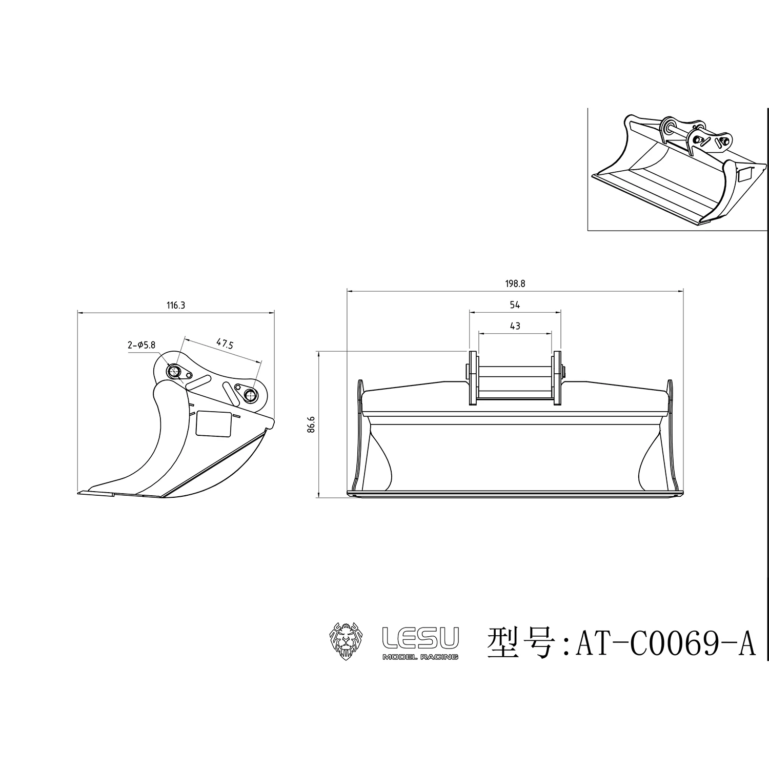 Parte balde de metal para lesu 1/14 et30h et26l lr945 sk500 lr960 zx490 et36l et26 ac360 et35 c374f rc escavadeira hidráulica