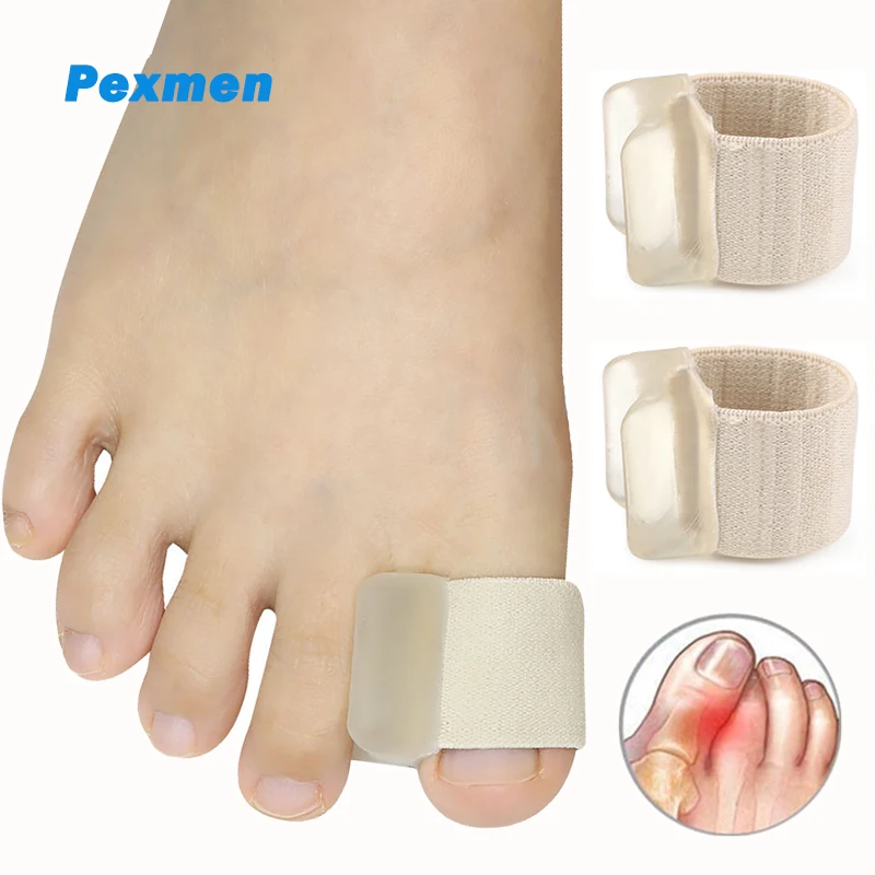 Pexmen 2/4 Stück Gel-Zehenspreizer für überlappende Zehen, große Zehenabstandshalter für Hallux-Valgus-Korrektur mit Stoßdämpfung