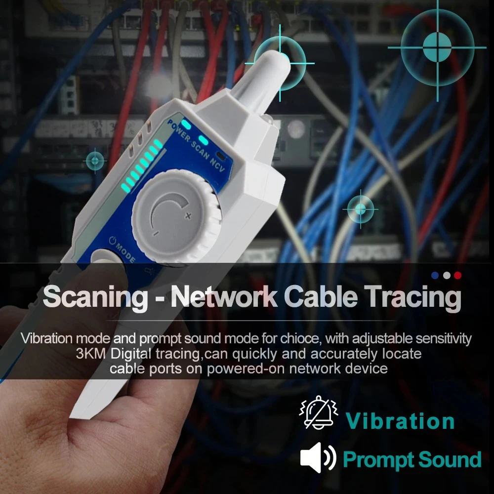 TOOLTOP ET608 LCD Tracer sieciowy RJ45 RJ11 Test zaciskania linii Tester kabla LAN 60V wytrzymuje narzędzia do naprawy sieci